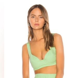Revolve Camila Coelho Conner mint green linen blend crop top
